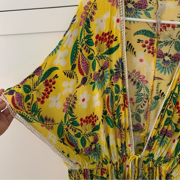Mellisa McCarthy X Seven7 Yellow Tropical Floral Swimsuit Coverup Size 3X - Picture 2 of 13